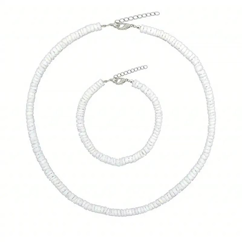 Silver Plated Яркий лунный регулируемый пляжный браслет в виде ракушки колье набор для женщин Каури в виде ракушки бусины ювелирные изделия Boho Puka Shell ножной браслет - Окраска металла: Silver Plated