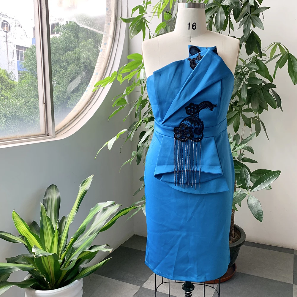 Элегантное женское вечернее платье сексуальное асимметричное с открытыми