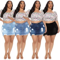 2021 new women plus size sexy high waist hole irregular denim saia jeans midi skirt xl xxl 3xl 4xl 5xl