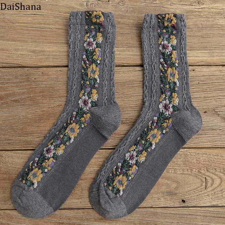 DaiShana, новинка, модные женские носки, теплые и милые, европейские, национальные, ветрозащитные, осенние и зимние, женские, хлопковые, Mujer носки