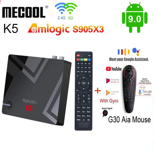 ТВ приставка MECOOL K5 Smart Tv Android 9 0 Amlogic S905X3 2 4G 5G Wi Fi LAN 10/100 м bt4.1 ГБ 16 DVB S2/T2|ТВ-приставки и