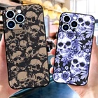 Черный чехол из ТПУ для iphone 5 5s se 2020 6 6s 7 8 plus x 10 XR XS 11 12 13 mini pro MAX, задняя крышка с рисунком черепа, ужасов, скелета