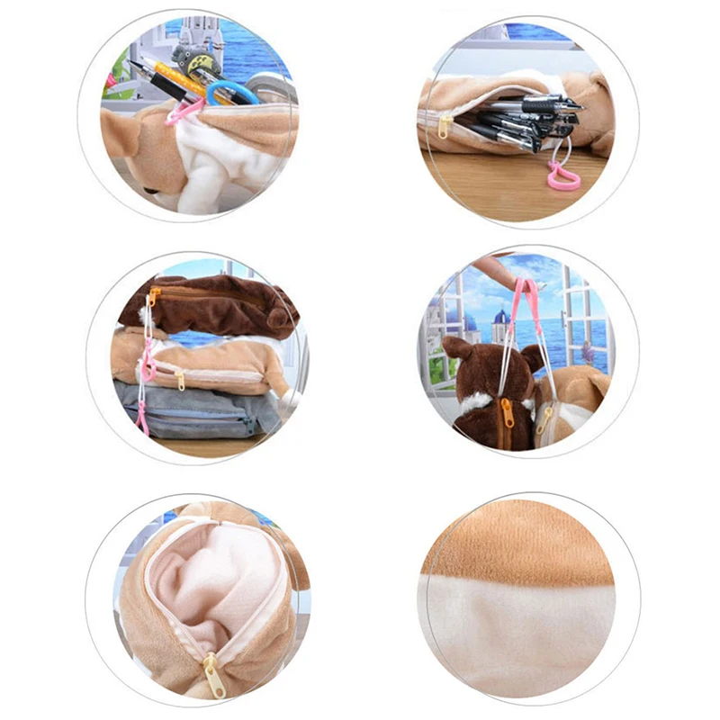 

5 Style Dog Cute Pencil Case Soft Plush Kawaii School Stationery Pen Bag Gifts