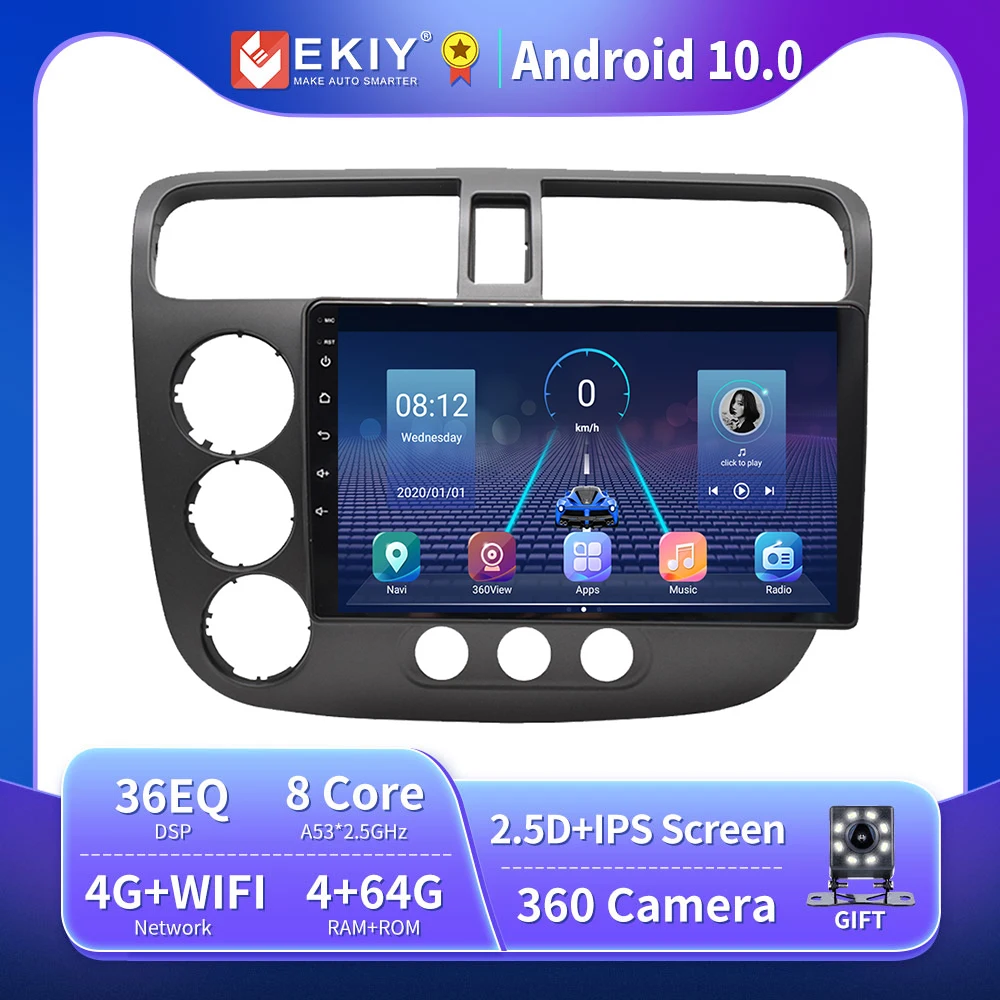 

EKIY 8 Core 36EQ DSP For Honda CIVIC 2000-2006 Android 9.0 Car Radio Multimedia Video Player Navigator Stereo GPS no 2din 2din