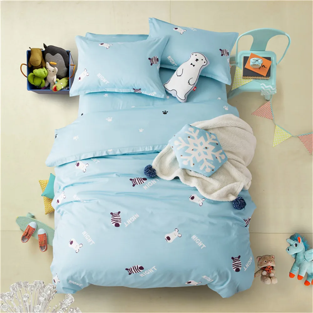 2019 синий Зебра медведь мультфильм Постельное белье двойной queen размер постельных