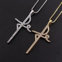 2 colors fashion cross pendant necklace copper zircon rhinestone faith gold color free with chain woman jewelry gift for lovers