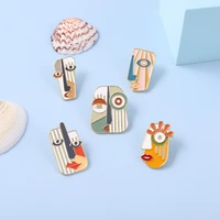 abstract painting enamel pins face colorful brooch lapel pin badges gift for people who love fine art jewelry accessories