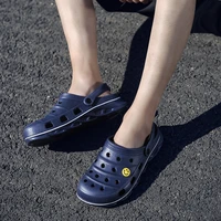 2021 autumn new mens sandals smiley face blade bottom hole shoes dual use baotou sandals and slippers summer beach shoes