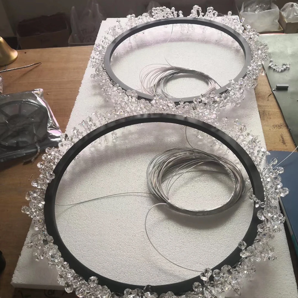 

New Gold Round Garland Crystal Chandelier for Living Room Bedroom Rings Lamp in the Hall Art Deco Indoor Lighting