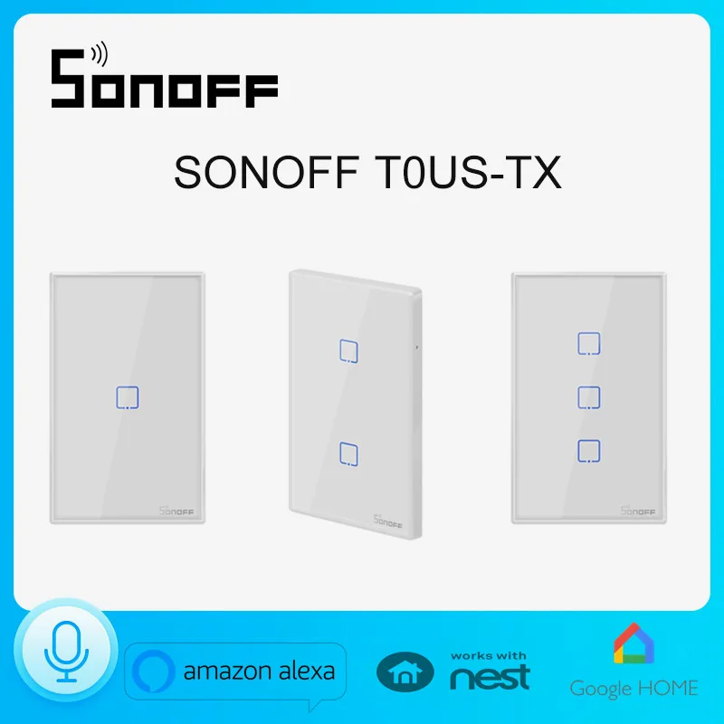 Умный настенный выключатель SONOFF T0US TX Wi-Fi 1/2/3 клавиш Голосовое