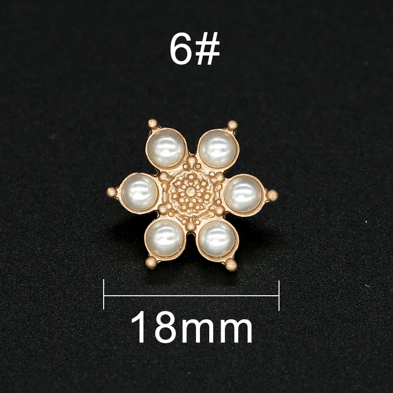 6 шт. цветочных пуговиц жемчужное золото металл бриллианты декоративная одежда