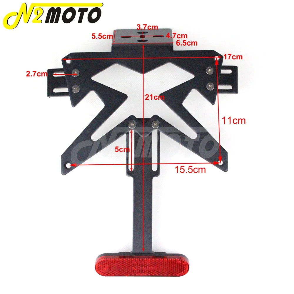 

Motorbike Number Plate Bracket for Kawasaki Z750 Z800 Z900 ER6N ER6F Black Licence Plate Rear Fender Eliminator Red Reflector