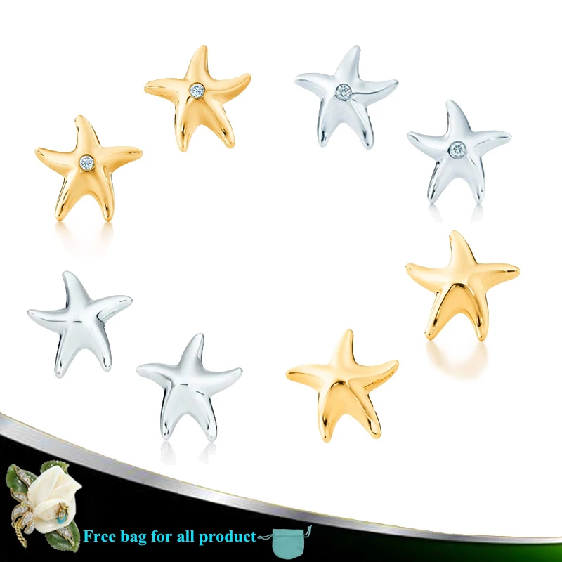 Женские серьги в виде морской звезды S925 из стерлингового серебра подарок на