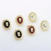 zinc alloy enamel oval lace queen girl portrait base earring connector 6pcslot for diy fashion earrings making accessories
