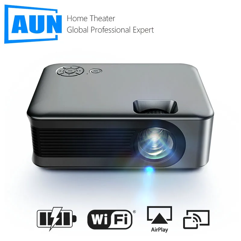 AUN MINI Projector A30C Pro WIFI Smart TV Portable Home Theater Cinema Battery Sync Android IOS SmartPhone 4k Video Projectors