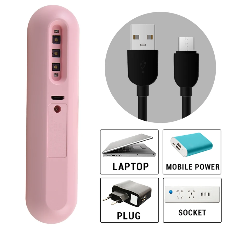 Портативная светодиодная УФ-стерилизационная лампа с УФ-дезинфекцией для дома, офиса и путешествий, заряжаемая через USB и с палочкой UVC.