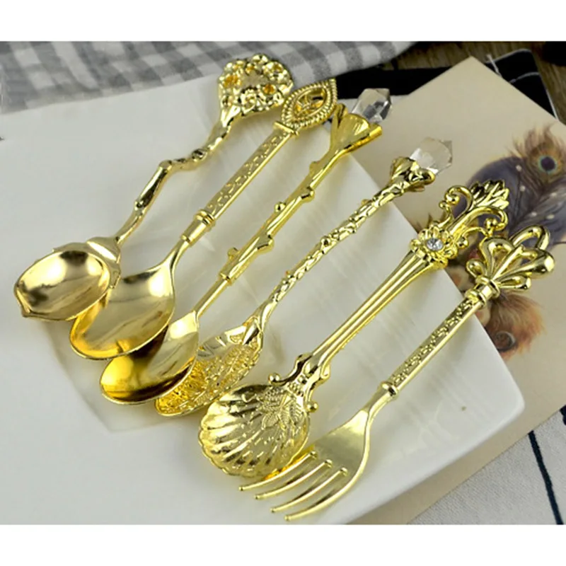 6 шт. Комплект посуды винтажная вилка из цинкового сплава с хрустальной головкой