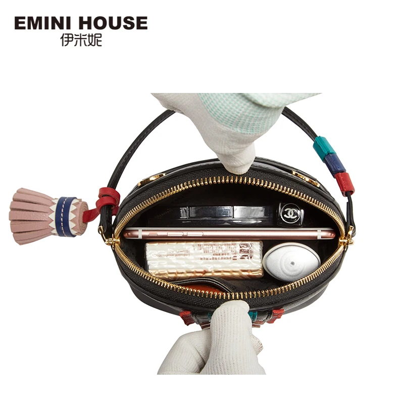 EMINI HOUSE индийский стиль мини сумка спилок кожа кисточка через плечо сумки для