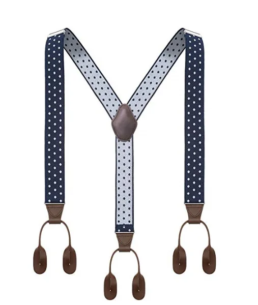 

2021 New Cross-Border Supply Two-Layer Cowhide Six-Button Men's Suspender Suspenders Leather Ear Men's Suspender