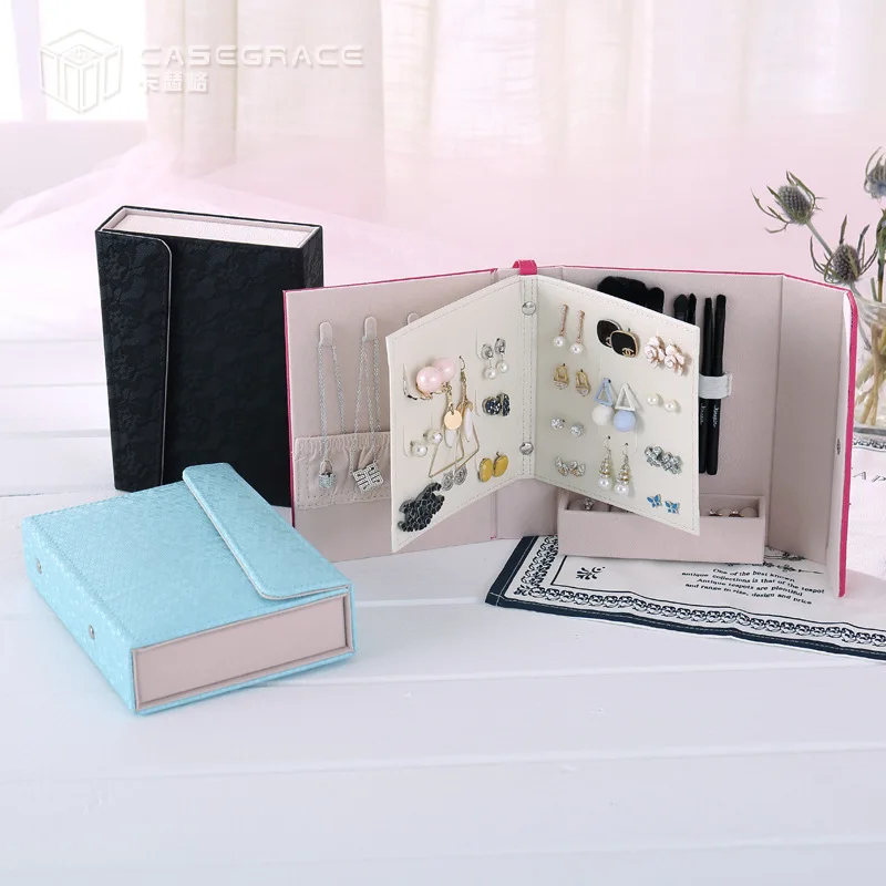 

The new han edition contracted fashion jewelry box pure color pu leather jewelry box jewelry boxes portable travel