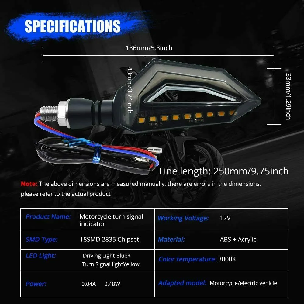 2 шт. светодиодный Поворотная сигнальная лампа синий и желтый мигалка светильник