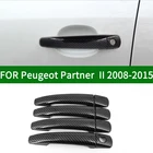 Для Peugeot партнером II 2008-2015 аксессуар паттерн углеродного волокна автомобилей дверные ручки крышки отделка 2009 2010 2011 2012 2013 2014