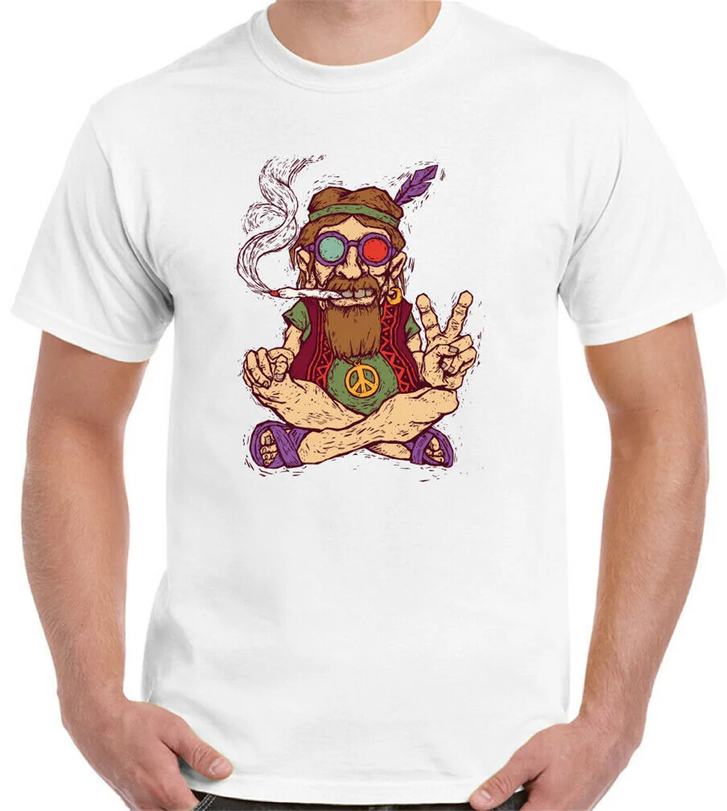 Hippy футболка с охлаждением курит спайф Мужская забавная мира Любовь Weed все сезоны