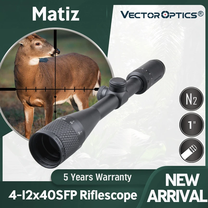 

Vector Optics Matiz 4-12x40 Rifle Scope 25.4mm 1 Inch Varmint Hunting Riflescope BDC Handover Reticle Fits .223 7.62mm & Airgun