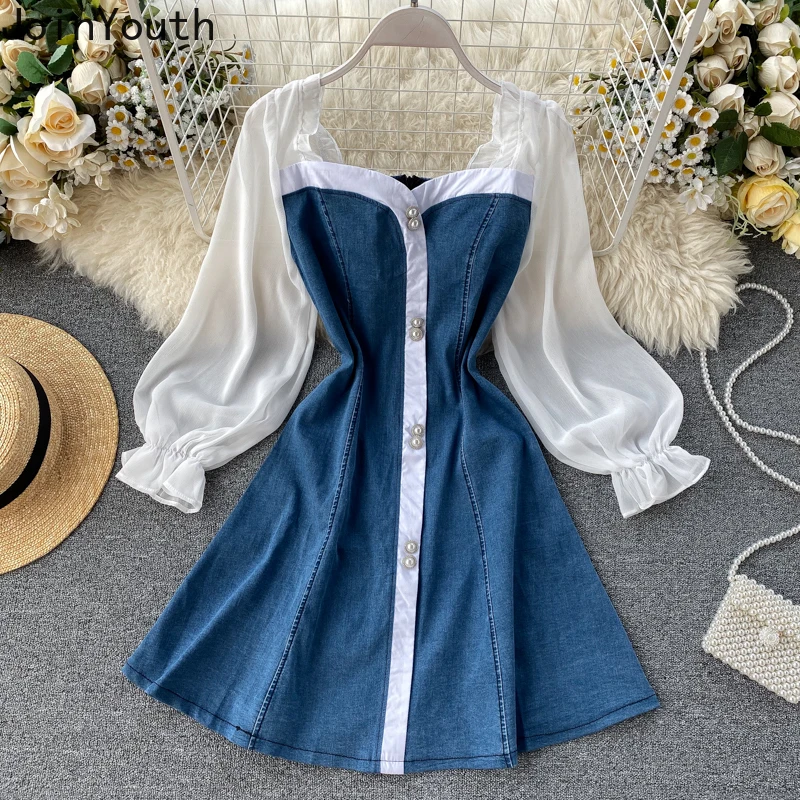 Винтажное платье Joinyouth в стиле пэчворк из джинсовой ткани новинка 2020 однобортное