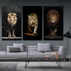 Современный величественные лев леопард черный постер животного Wall Art Холст Картина Плакаты и печать, Картина Настенная Гостиная домашний декор