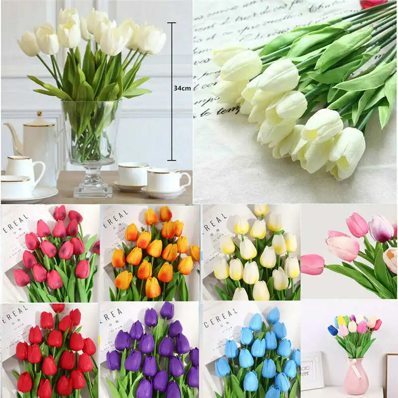 Fake flower Artificial Tulip Flowers Flower Bouquet Home Decor 10pcs for Wedding Party | Дом и сад