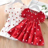 kids girls sweet princess dress summer polka dot sundress french stylish a line dress for holiday travel party birthday gift