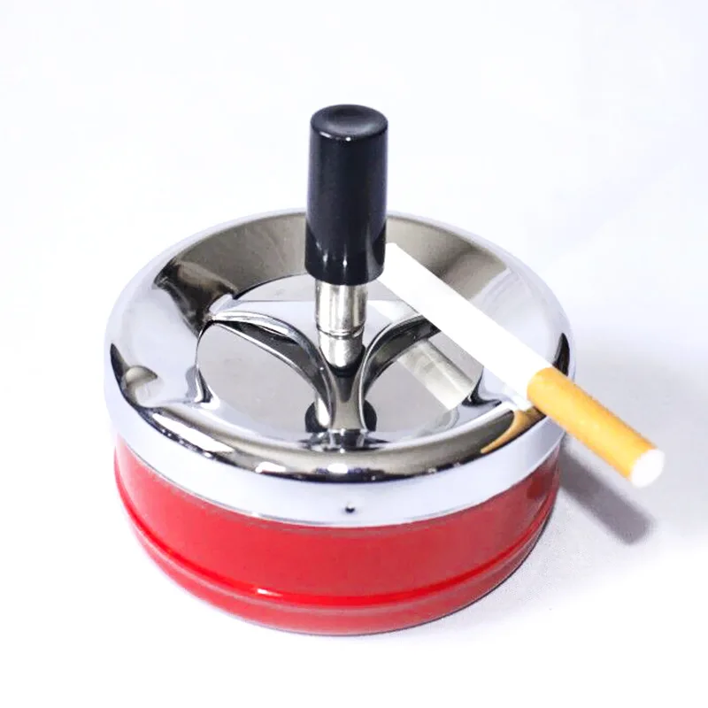 

Stylish Metal Windproof Press Rotating Lid Home Office Hotel Ashtray Smoker Gift