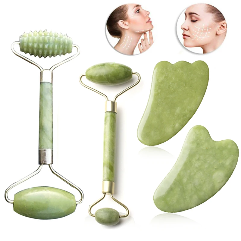 

Face Massage Roller Double Heads Jade Stone Face Roller Scraper Board Massager Eye Face Neck Thin Lift Relax Slimming Tools