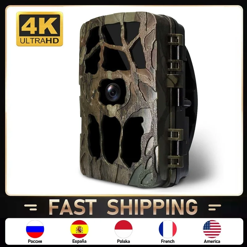 

4K Hunting Camera 20MP Wildlife Trail Camera Infrared Night Vision 0.2S Trigger Outdoor Monitor Scouting Waterproof Photo Trap