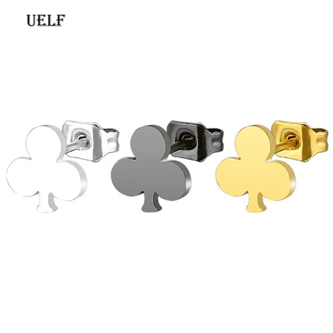 Uelf геометрический игральных карт женские серьги-гвоздики с Европейская мода преувеличенный панк украшения для ночного клуба