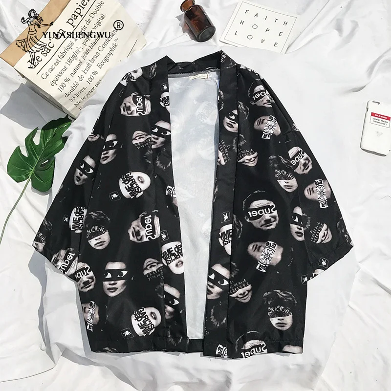 

Традиционное японское кимоно Косплей Костюм Лонгслив для пары японское кимоно Мужская пижама-кимоно женское пальто Harajuku Повседневная пляжная блузка Топ