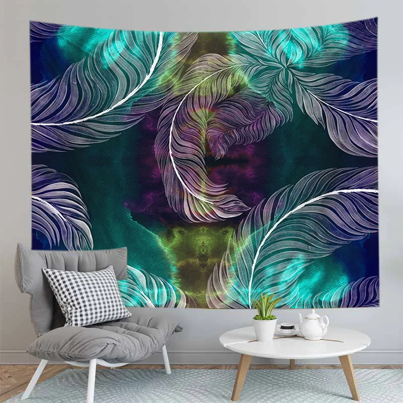 Психоделическое мультяшное одеяло индийские гобелены листья настенная