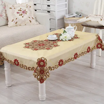 Европейская роскошная скатерть с вышивкой покрытие для обеденного стола Золотая