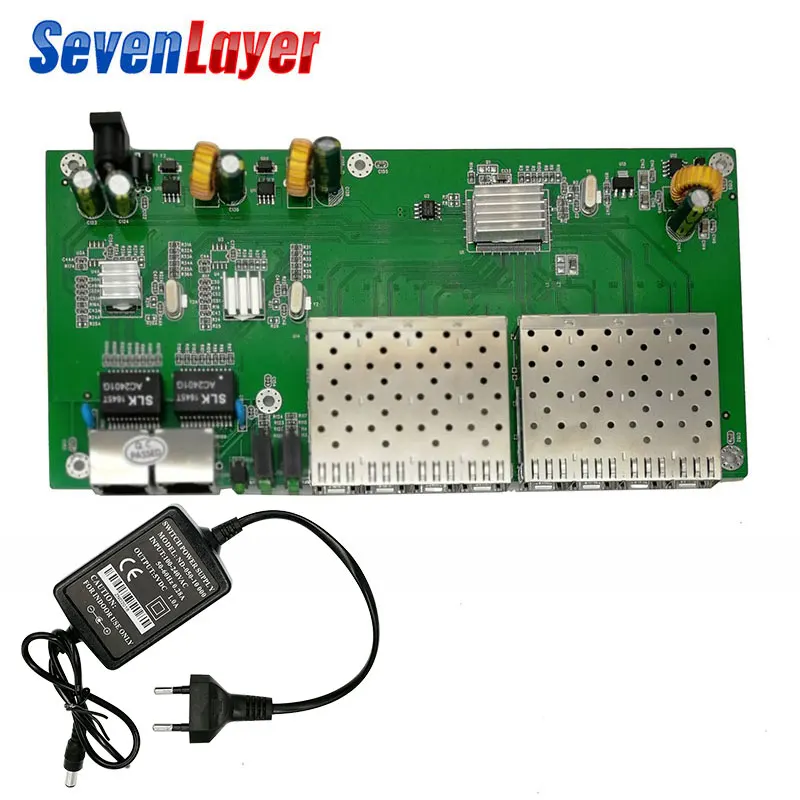 Волоконно-оптический коммутатор 8 SFP solt 2 RJ45 Gigabit Ethernet PCBA плата медиаконвертер 10/100/1000 м utp 8 Порт 1,25G SFP