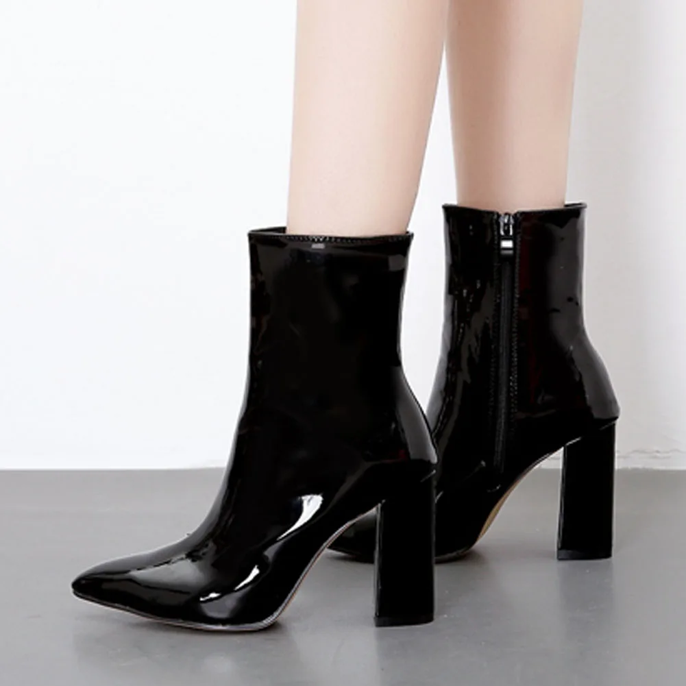 

SARAIRIS New Fashion Female Ankle Boots Pointed Toe Chunky High Heels Zip Boots Women 2020 Office Party Sexy Shoes Woman