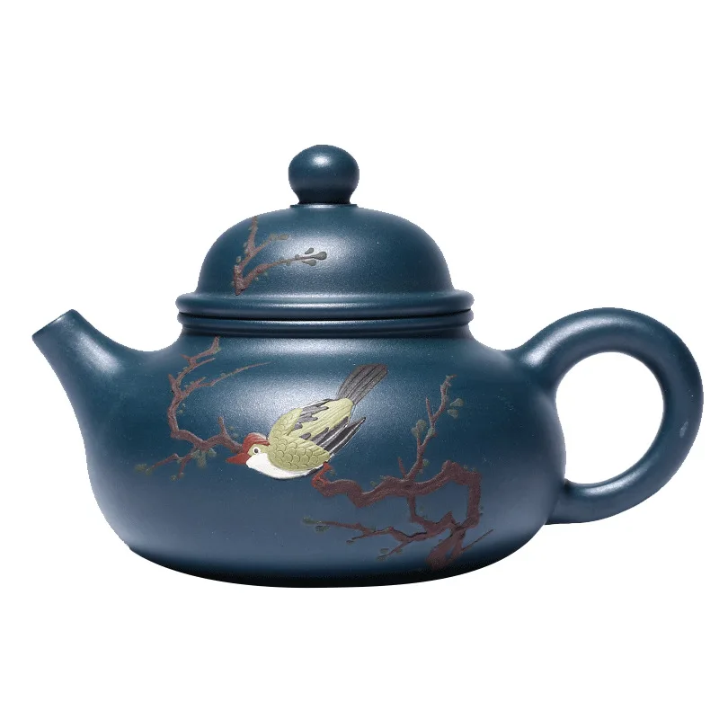 

Zhiyixing raw ore paste flower bird fun Rongtian purple clay teapot pure manual teapot