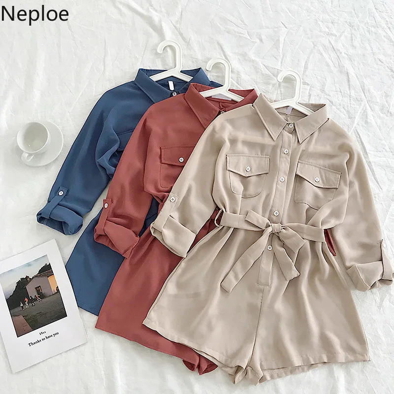 Комбинезоны Nepole шифоновые женские комбинезоны с карманами на кнопках длинным