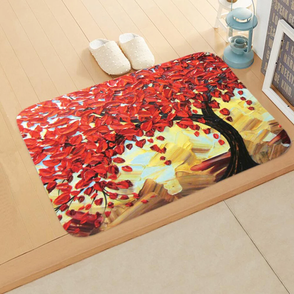 

40*60 cm Bathroom Entrance Doormat Painting Tree Floor Mat Non-slip Kitchen Door Mat Bathroom Home Decoration