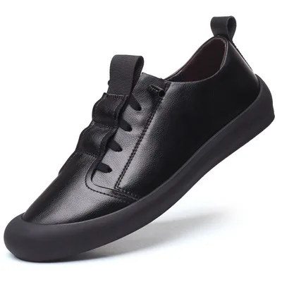 

Korean of casual leather version small white shoes men's shoes with black overshoes 2021 Walking shoes