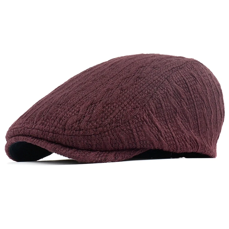 Beret Caps Fashion Knit Newsboy Cap Winter Warm Flat Hats Women Men Ivy Solid Color Duckbill Vintage Gatsby Hat | Аксессуары для