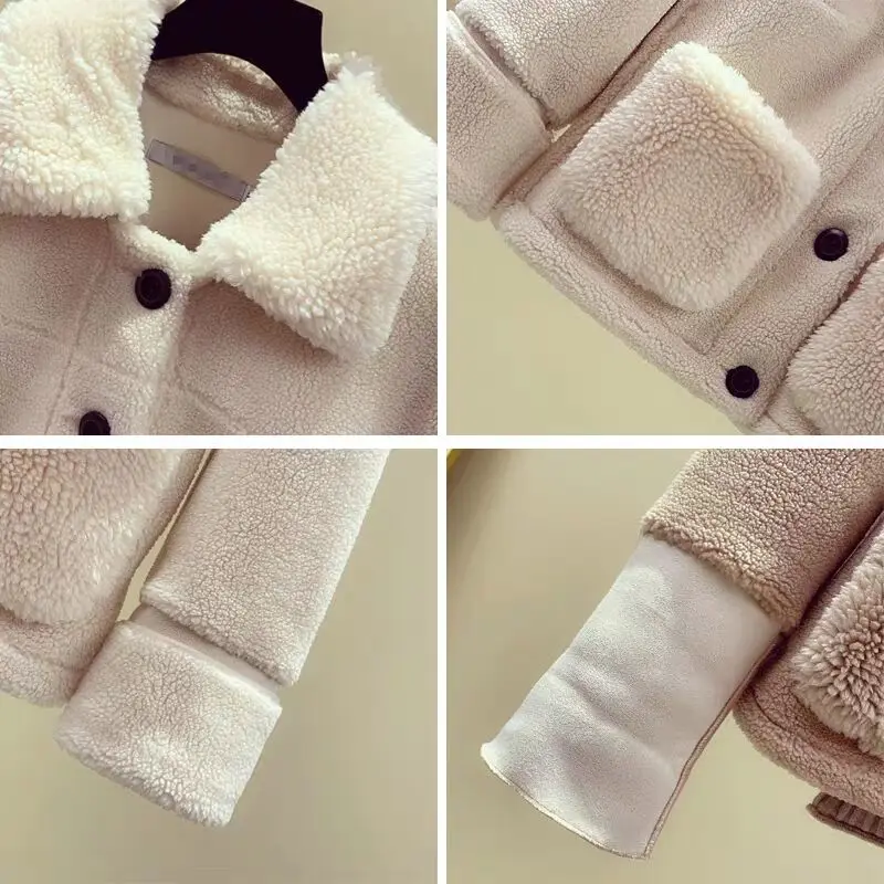 MUMUZI Women's Fur Coat Faux Sheepskin Fur Jackets Thick Warm Fake Fleece Parkas Ladies Winter Thermal Outerwear Teddy Bear Coat