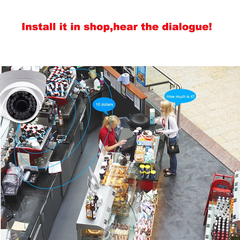 Купольная Wi Fi камера 2 Мп комнатная IP 1080P с микрофоном HD охранная видеонаблюдения