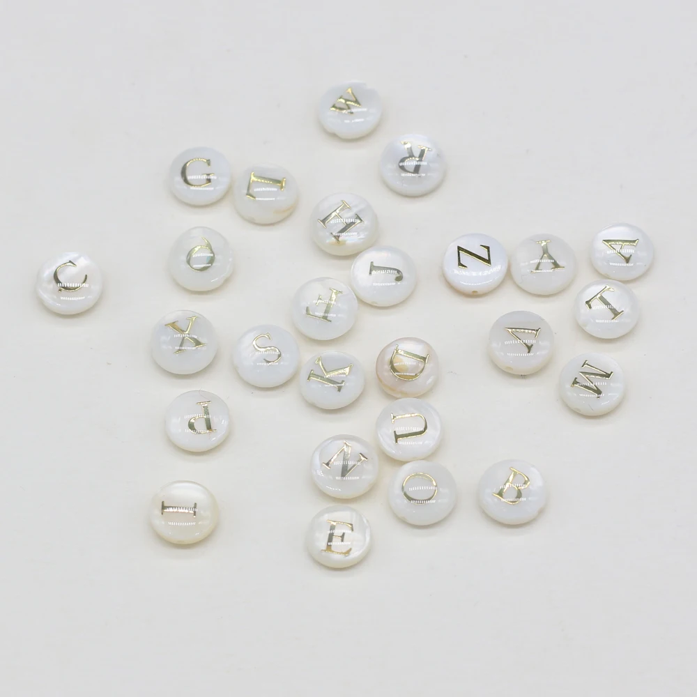 10PC Natural Shell Alphabet Loose Beads Charms Letter A-Z Mother of Pearl Shell Beads for DIY Necklace Bracelet Ring Accessories images - 6
