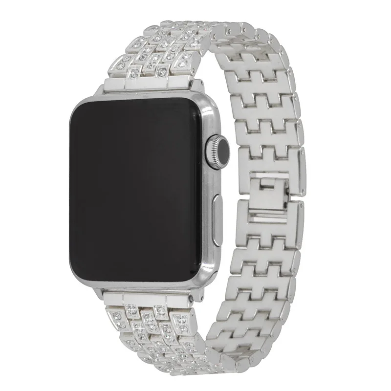 Apple Watch Band 4 серии 44 мм с бриллиантом Iphone 3 ремешок 42 браслет из нержавеющей стали